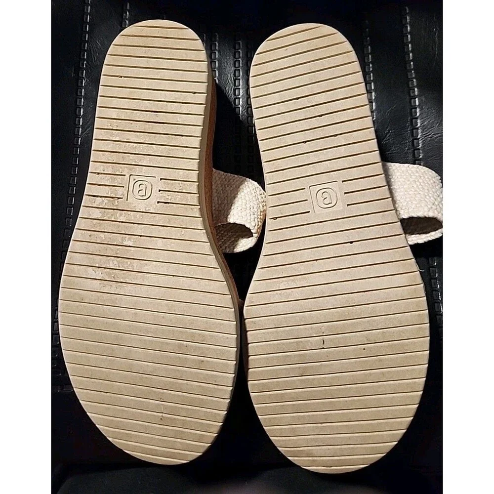 Bzees Slide Sandal 9M Resort White/Tan Wedge Slip On Comfort Washable Cork *READ - Picture 3 of 9